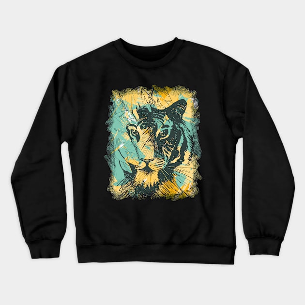 Tiger in foliage Crewneck Sweatshirt by katanya78